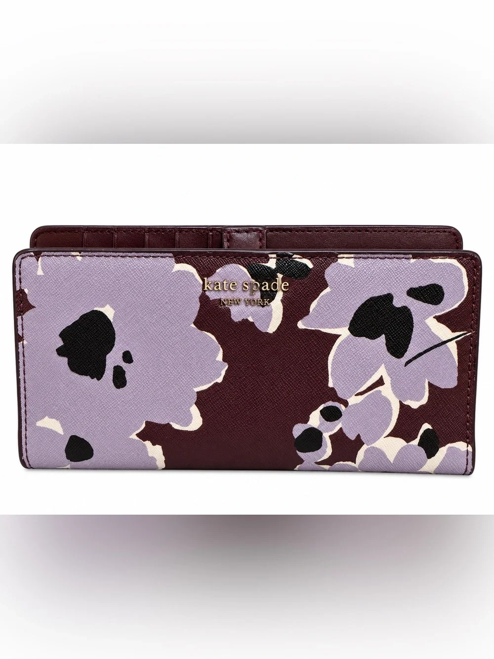 kate spade Floral Wallet in Lavender and Burgundy Garden Print